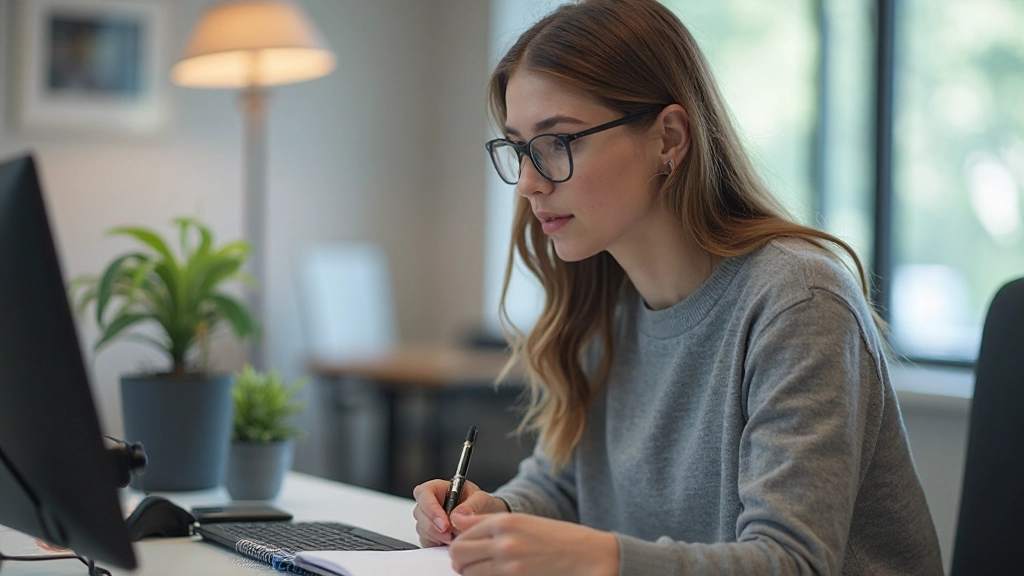 Researcher taking detailed notes during user interview session with professional documentation setup